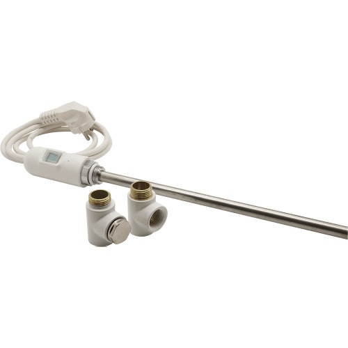 Immagine di Irsap resistenza elettrica con interruttore ON/OFF bianco, 400 W (L 40,5cm) con 2 raccordi T 1/2" + tappo 1/2" ANRES400WDI