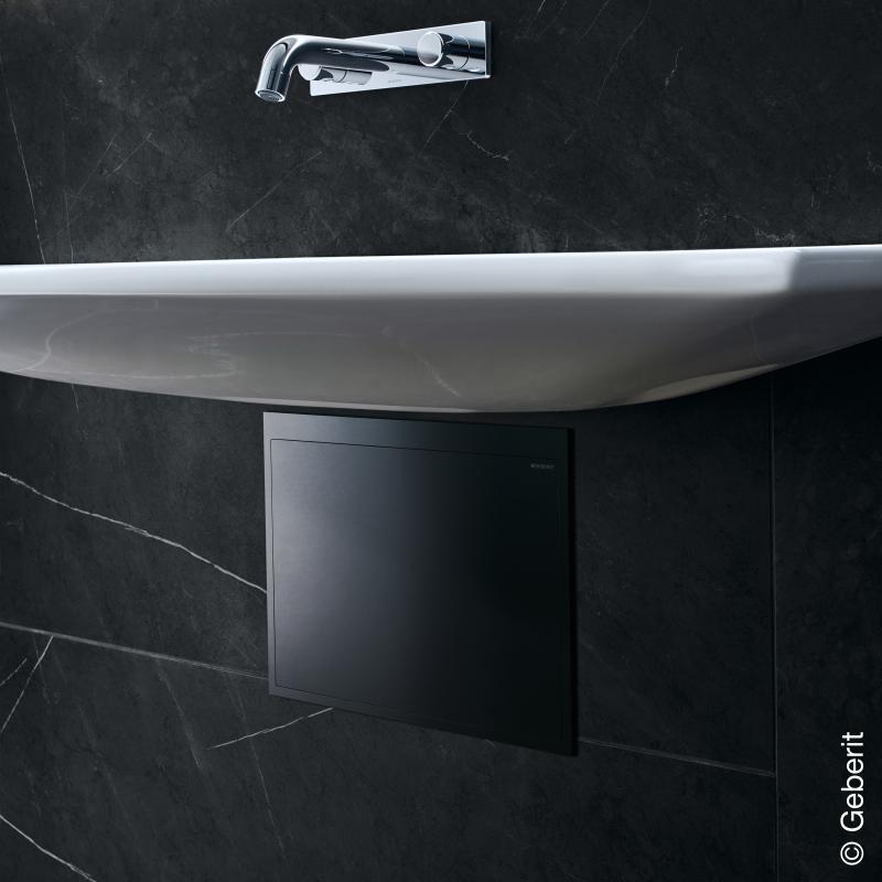 Immagine di Geberit ONE lavabo sospeso L.90 cm, scarico orizzontale, profondità ridotta, colore bianco con cover piletta colore bianco finitura lucido 500.390.01.3