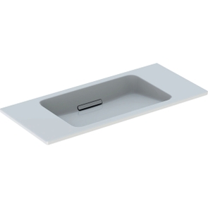 Immagine di Geberit ONE lavabo sospeso 90cm, scarico orizzontale, profondità ridotta, colore bianco con cover piletta bianco lucido 500.390.01.3