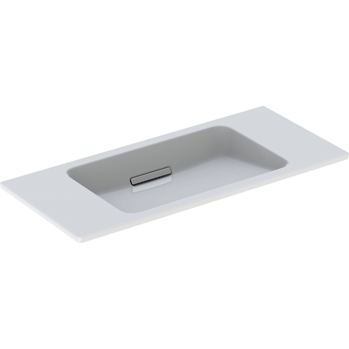 Immagine di Geberit ONE lavabo sospeso L.90 cm, scarico orizzontale, profondità ridotta, colore bianco con cover piletta finitura cromo 500.390.01.1