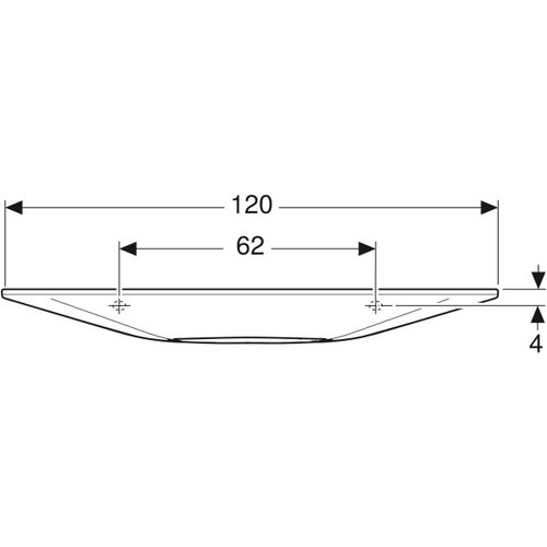 Immagine di Geberit ONE lavabo sospeso L.120 cm, scarico orizzontale, profondità ridotta, colore bianco con cover piletta finitura cromo 500.392.01.1