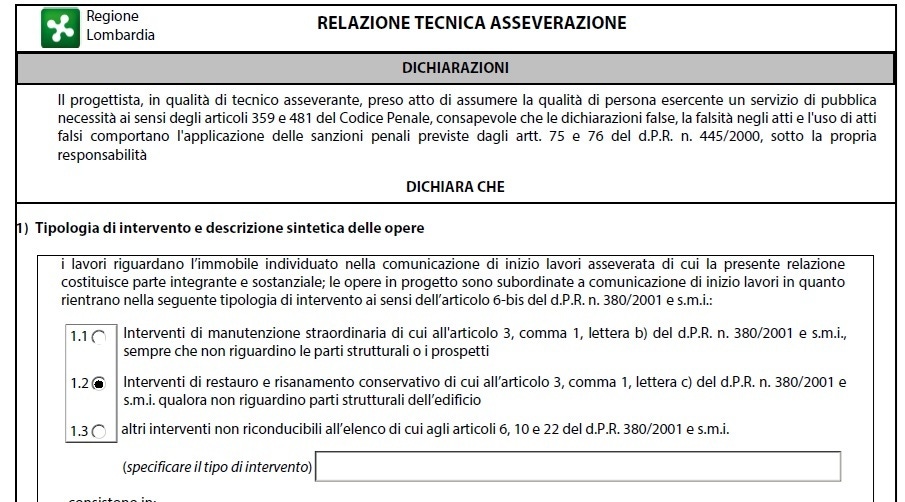 CILA relazione tecnica asseverazione