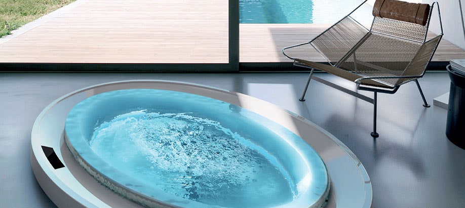 Minipiscina Treesse GHOST tonda in una casa di lusso