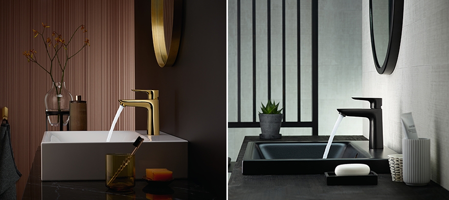 Miscelatori per lavabo bagno neri e oro Hansgrohe Talis