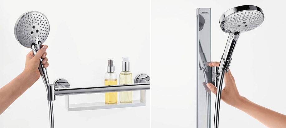 Due aste doccia Hansgrohe Unica con soffione