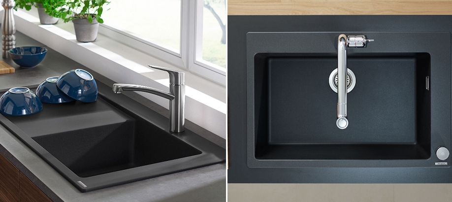 Miscelatori monocomando Hansgrohe Kitchen: esempi di installazione lavello
