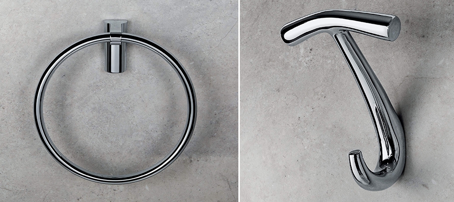 Porta salviette e gancio bagno Colombo Design Luna