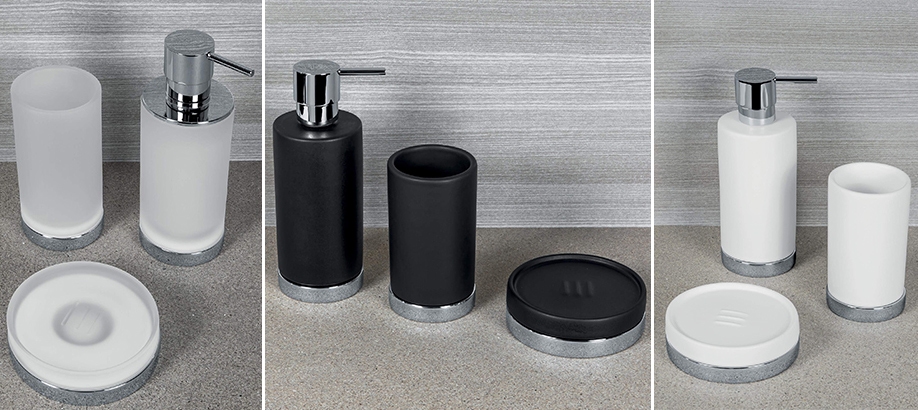 SET ACCESSORI BAGNO MODERNO IN CERAMICA DA APPOGGIO DESIGN