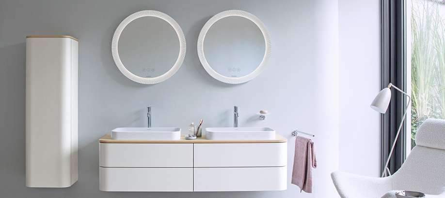 Doppio lavabo, mobile e specchi bagno serie Duravit Happy D.2 Plus