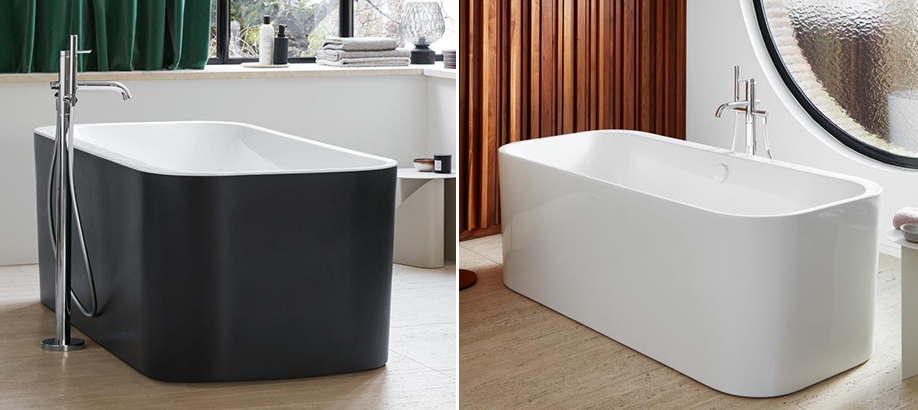 Modelli vasche da bagno nere e bianche serie Duravit Happy D.2 Plus