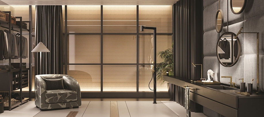 Bagno moderno arredato con serie Gessi 316