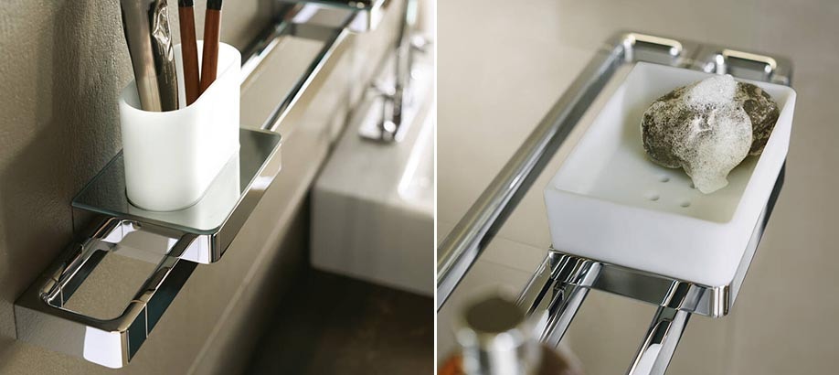 Accessori bagno Axor Universal Accessories dettagli porta sapone e porta spazzolino