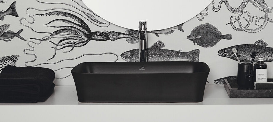 Lavabo d'appoggio serie Ipalyss Ideal Standard nero lucido