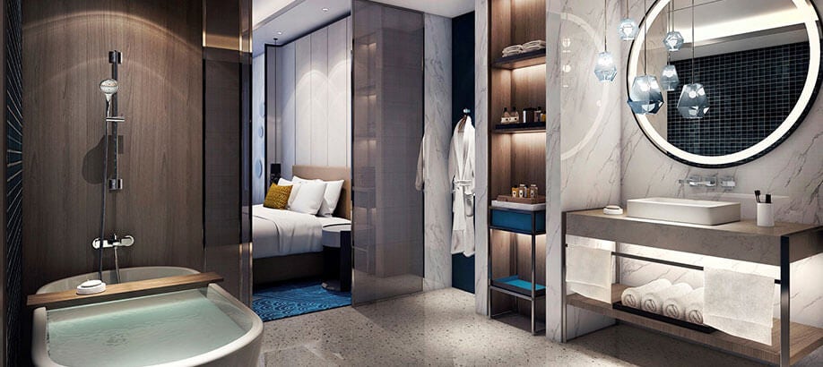 Serie Rilievo di Gessi in un bagno moderno di lusso