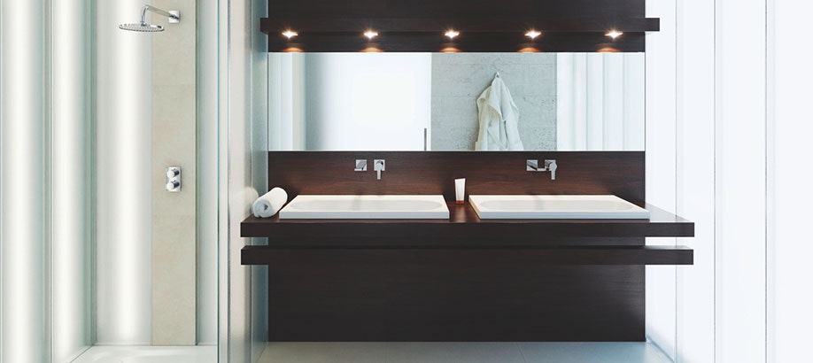 Doppi lavabi da incasso Kaldewei Centro in un bagno moderno