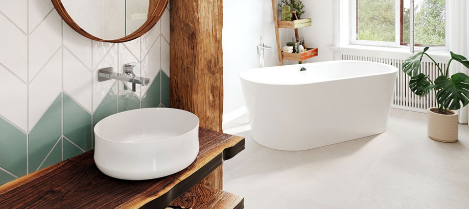 Lavabo da appoggio Ming e vasca freestanding Kaldewei