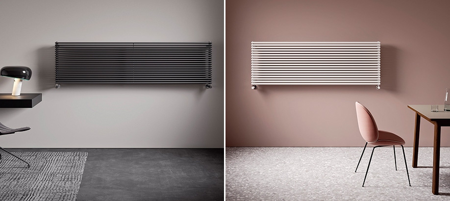 Radiatori Irsap Arpa orizzontali bianco e nero