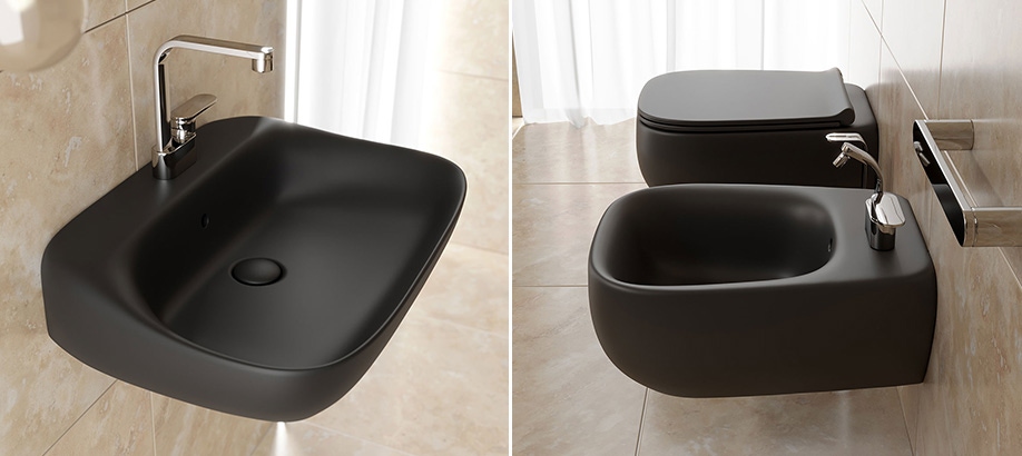Sanitari e lavabo Flaminia Fluo neri