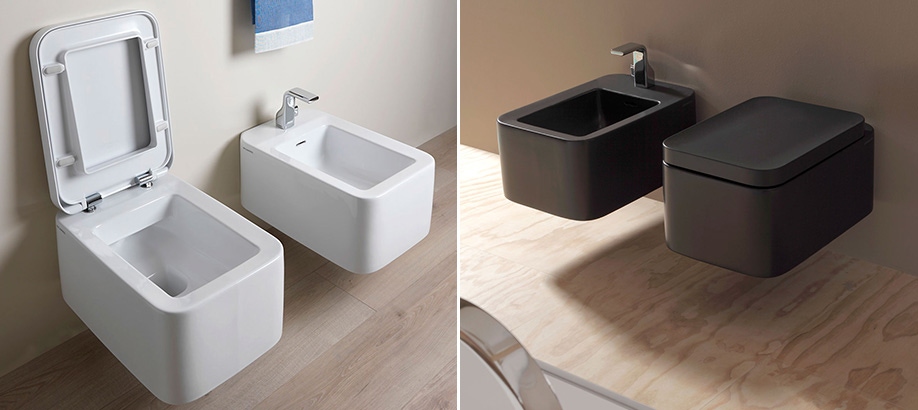 WC e bidet Flaminia Nile bianchi e neri