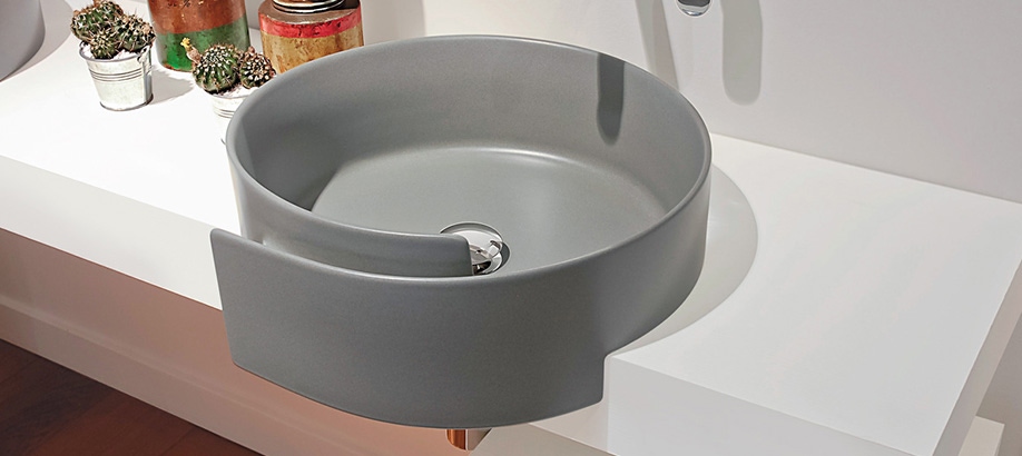 Lavabo da appoggio Flaminia Roll grigio