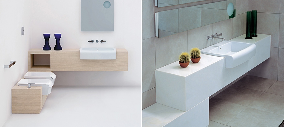 Esempi di arredo bagno con serie Una di Flaminia
