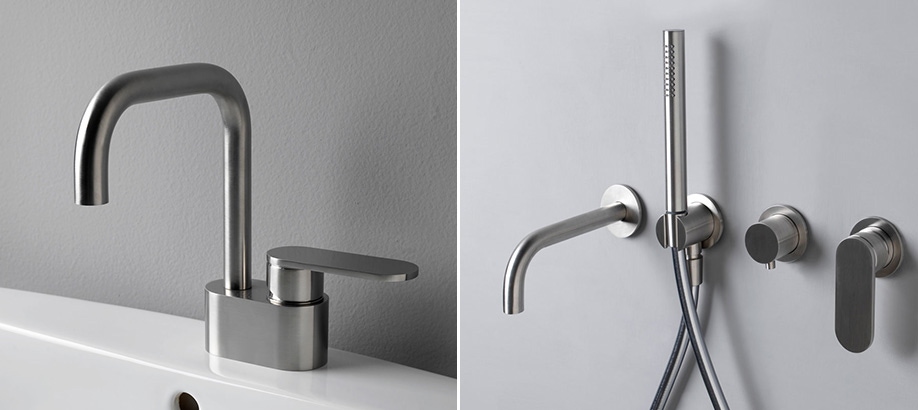 Rubinetti lavabo e vasca Flaminia X1 in acciaio inox