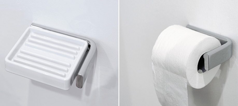 Portarotolo e porta sapone Flaminia Noké con inserti in ceramica