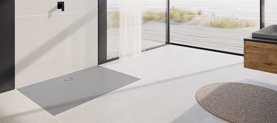 Piatto doccia filo pavimento Kaldewei Superplan colore grigio