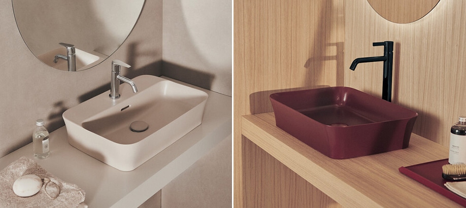 Rubinetti Ideal Standard Joy con lavabi colorati Conca e Ipalyss