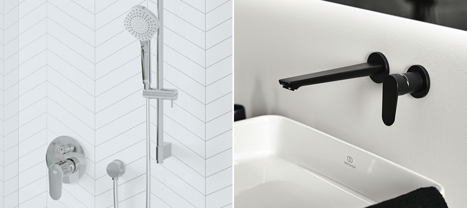 Rubinetti lavabo e doccia Ideal Standard Cerafine cromo e nero