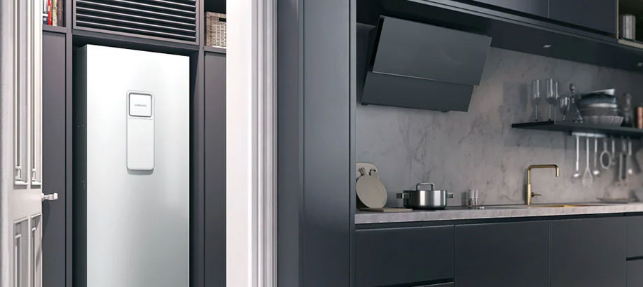 Sistema integrato a pompa di calore Samsung EHSin una cucina 