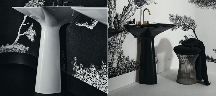 Lavabi bagno a colonna Ideal Standard Tipo- Z colore nero e bianco dettagli