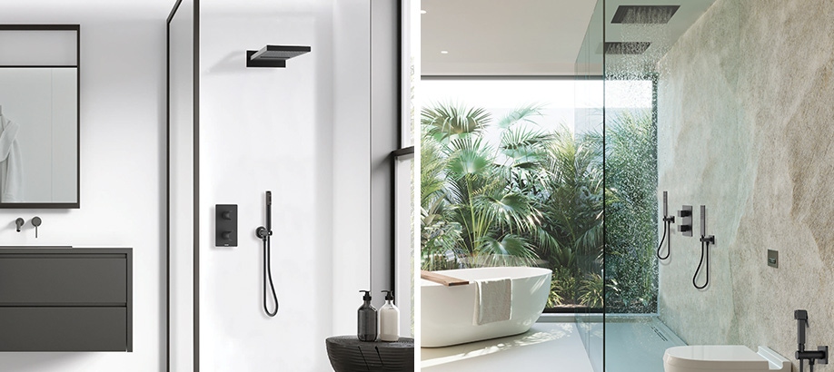 Esempi di prodotti doccia Bossini in un bagno moderno