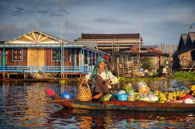 Floating village in Tonle Sap in Cambodia