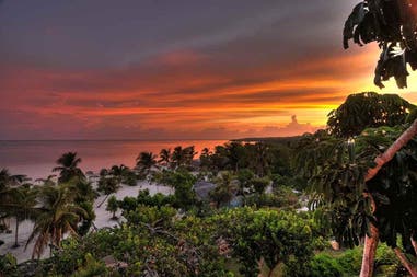 View of the sunset over Playa Esmeralda in Cuba