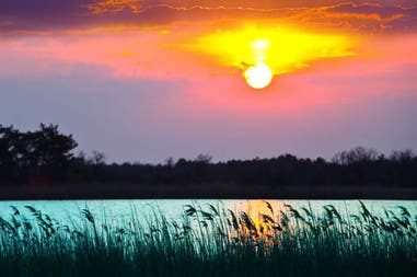 Tramonto sul lago Chamo in Etiopia