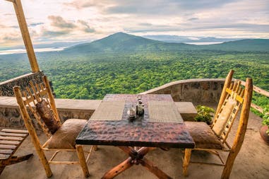 View of the landscape and lake Chamo in Ethiopia