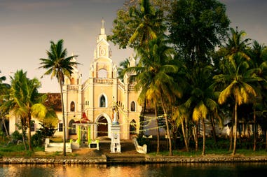 Church in the backwater of Kerala in India