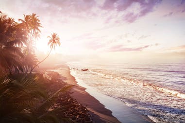 A tropical beach of Kerala state in India