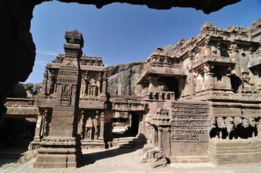 View of the Buddha Temple caves of Ellora Maharashtra, India