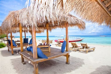 White sandy beach in Gili Trawangan in Indonesia