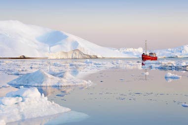 Vessel and glacier in Greenland