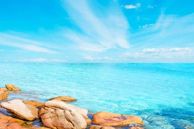 Crystal-clear water in Sardinia in Italy
