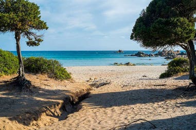 Italia Sardegna Chia spiaggia Spiaggia di Chia in Sardegna in Italia