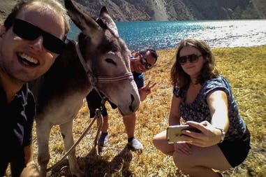Selfie with monkey in central asia