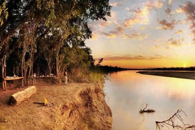 Landscape at sunset in Zambia