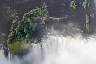 View of the amazing Victoria Waterfalls in Zambia