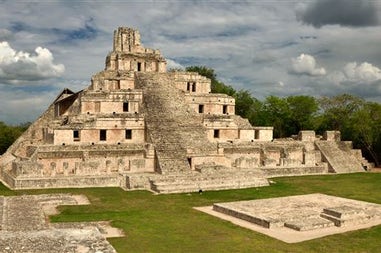 View of the archaeological site of the Yucatan Peninsula in Mexico