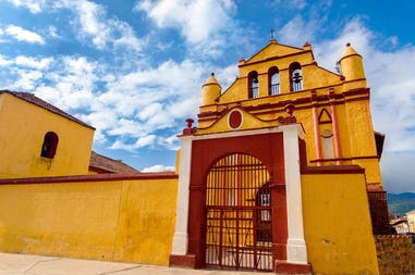 Yellow Church in San Cristobal de Las Casas in Mexico