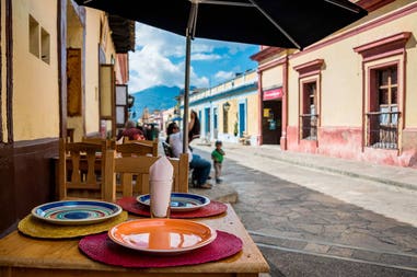 Typical street in San Cristobal de Las Casas in Mexico